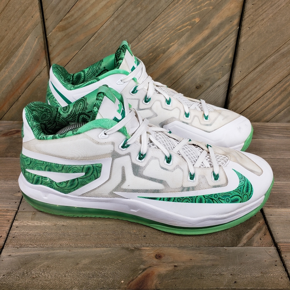 Nike Air Max LeBron 11 Low Easter Mens Athletic Shoes Size 11.5 White 642849-100